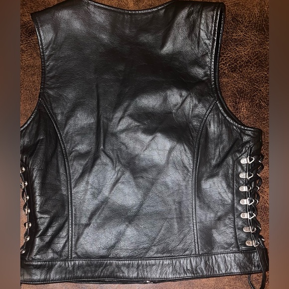 Harley-Davidson RN 103819 vintage Black Leather Women's vest M - Picture 2 of 11